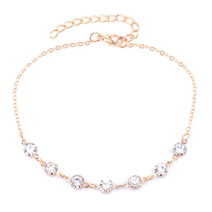 Simple Jewelry 7 Rhinestone Feet Chains Anklet