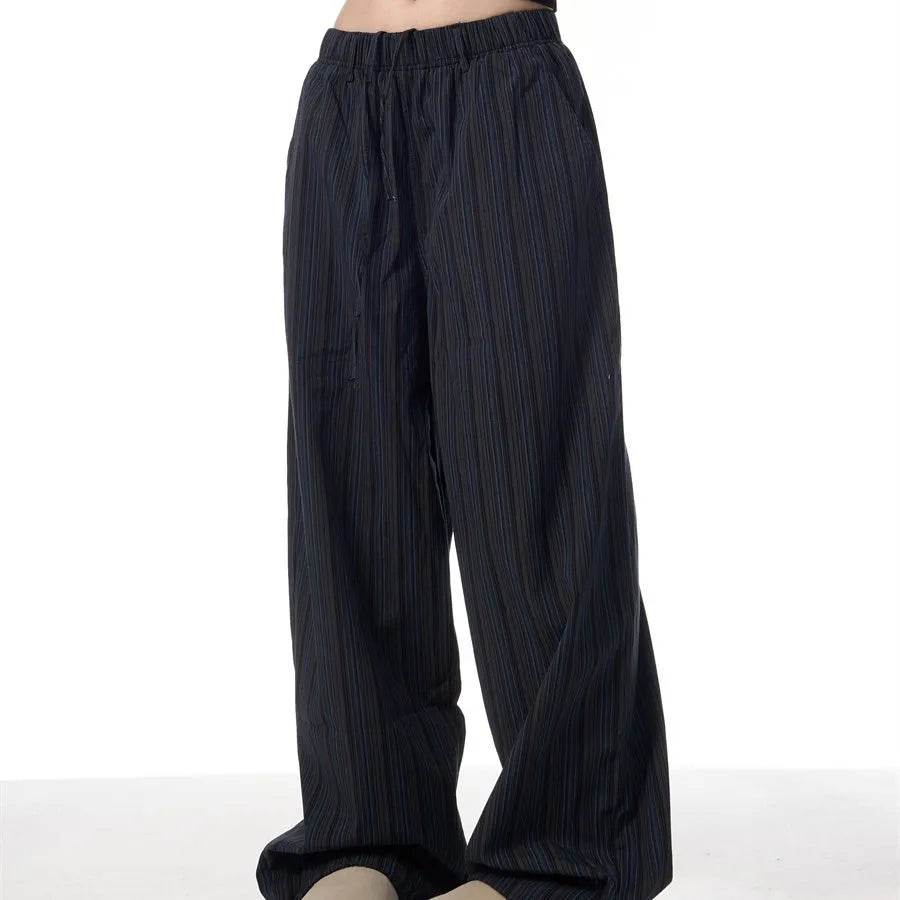 Pantalon large et ample décontracté en machette rayé American Vintage pour femme