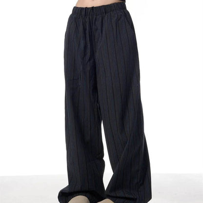 Pantalon large et ample décontracté en machette rayé American Vintage pour femme