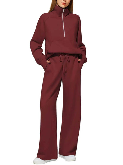 Plain Women Matching Casual Winter Tracksuit set - joggers and hoodie set for women