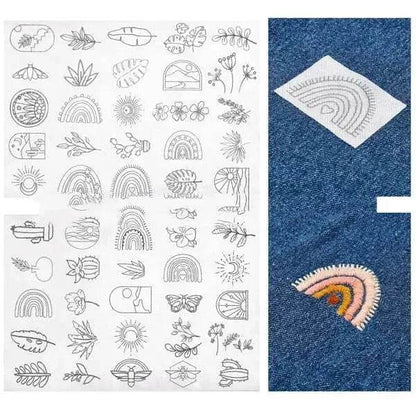 50pcs Water Soluble Stick and Stitch Embroidery Patterns stickers for Clothes