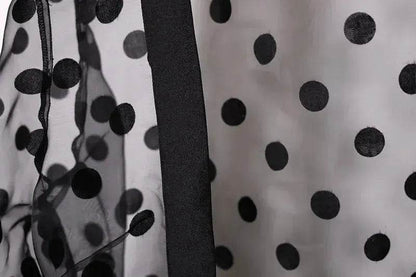 Middle East Apparel Women's Cross-border Polka Dot Perspective Cardigan Long Shawl Open Front Abaya Kimono Abaya for Dubai Turkey Women Two piece