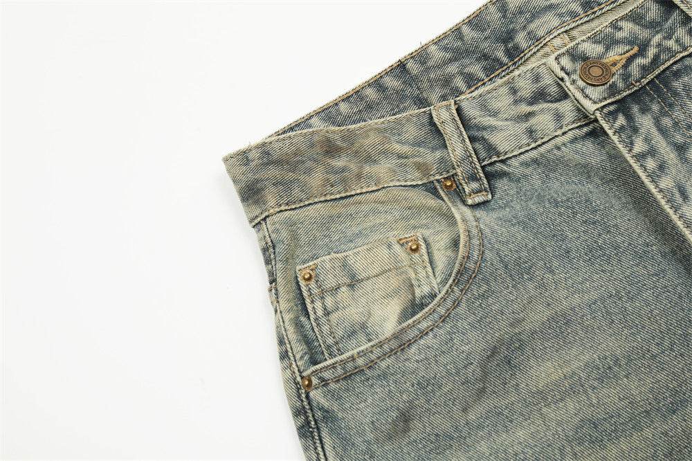 Pantalon en jean pour homme à effet usé, délavage industriel