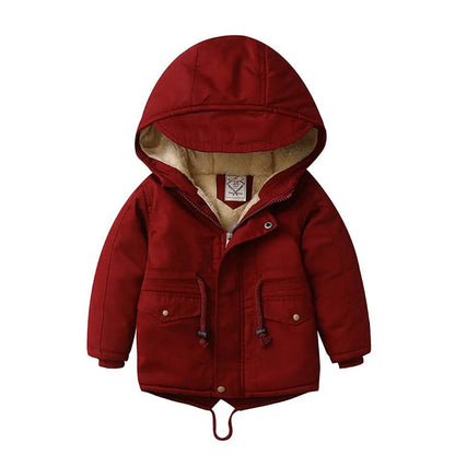 Children Cashmere Hoodie Windproof Winter jacket kids
