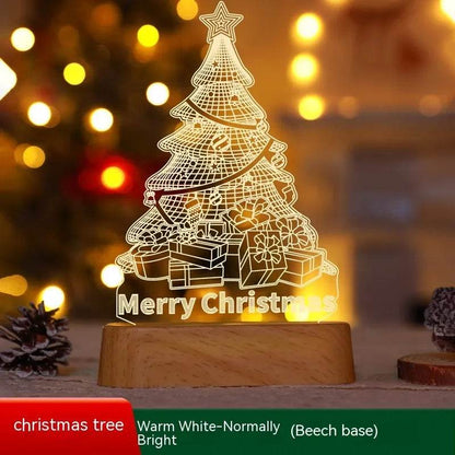 Décoration de Noël Lampe 3D Acrylique LED Veilleuses Nouvel An Saint-Valentin Cadeau de Noël pour Enfants Ornements de Noël