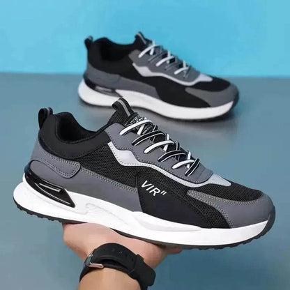 Chaussures en maille color block pour hommes Baskets décontractées à lacets Chaussures de sport de course respirantes pour l'extérieur