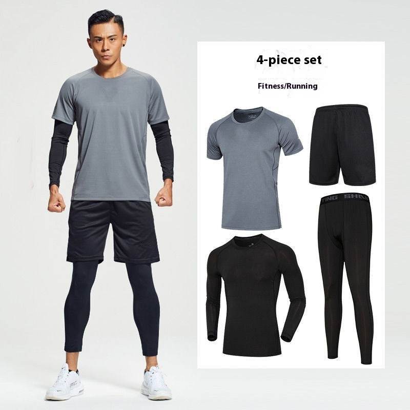 Fitness apparel - Quick Drying Workout clothes for men 4pcs Gym set wear