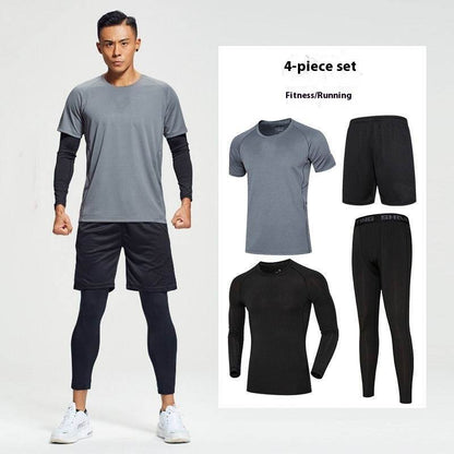 Fitness apparel - Quick Drying Workout clothes for men 4pcs Gym set wear