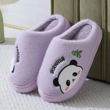 Cute Cartoon Panda Slippers Home Winter Warm Thick-soled Floor Bedroom Slipper Couples House Shoes