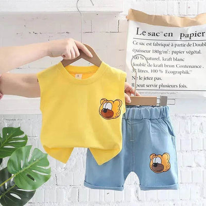 Vêtements pour enfants Ensemble gilet décontracté d'été deux pièces pour garçons