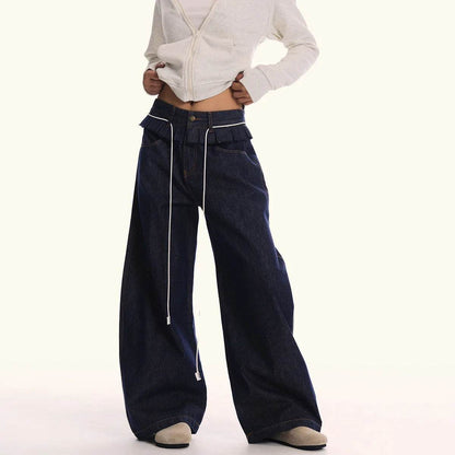 Pantalon jean ample à taille lâche pour hommes et femmes