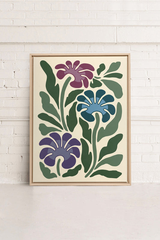 MYSTIC AZURE BLOOMS, Stretched Canvas Print