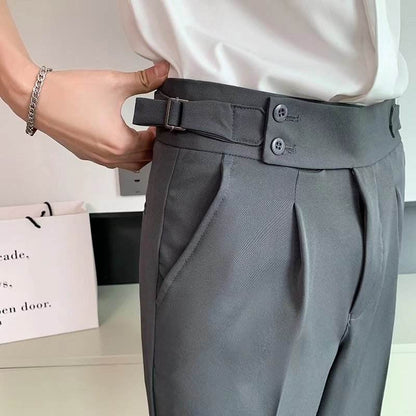 Work Office Business Formal Men's Trouser Draping Cropped Small Suit Pants Men