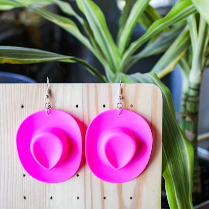 1 paire de boucles d'oreilles pendantes fantaisie en forme de chapeau de cowboy disco - Bijoux fantaisie amusants pour filles et femmes - Idée cadeau unique pour anniversaire, Noël ou toute autre célébration