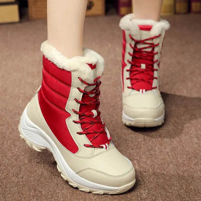 Women’s Winter Snow Boots, Waterproof High Ankle, Warm Plush Lined