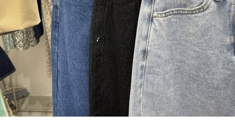 Casual Front Slit Dark Blue and Light Blue Denim Midi Skirt for women