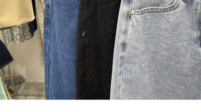 Casual Front Slit Dark Blue and Light Blue Denim Midi Skirt for women