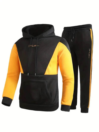 Casual Classic Plaid  Long Sleeve Sweatshirt Hoodie set Suit men