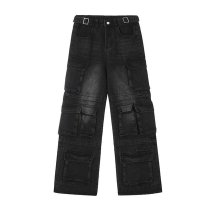 Functional Multi-pocket Tactical Tooling Denim Trousers Men Jeans