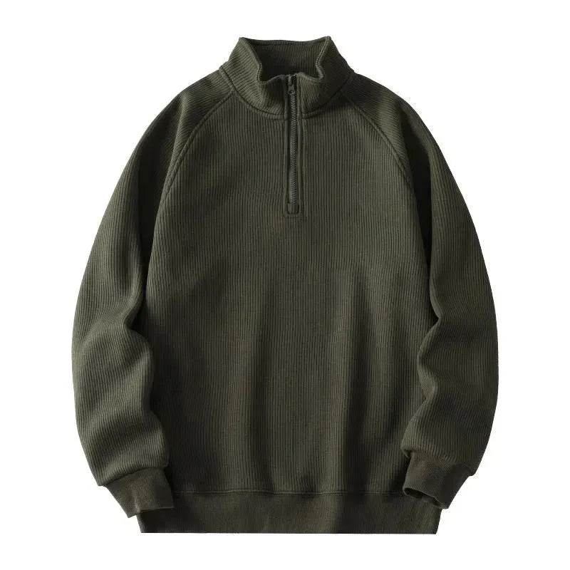 Autumn Winter half zip Stand-collar Fleece Sweatshirt Pullover tops for men
