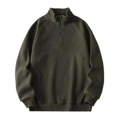 Autumn Winter half zip Stand-collar Fleece Sweatshirt Pullover tops for men