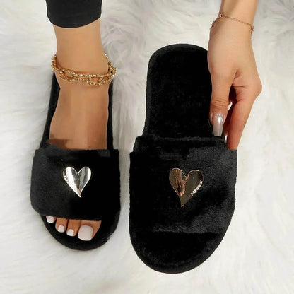 Chaussons moelleux d'hiver, chauds, en fourrure, pour femmes, chaussures en peluche, pantoufles d'intérieur, tongs rembourrées en polaire pour le salon et la chambre.