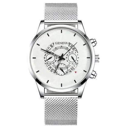 Montre calendrier en maille alliage