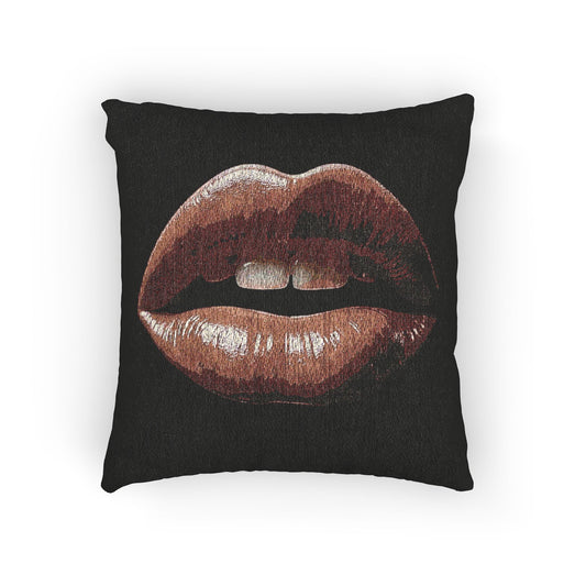 Kiss Design Woven Pillow | Lip Print Accent Pillow