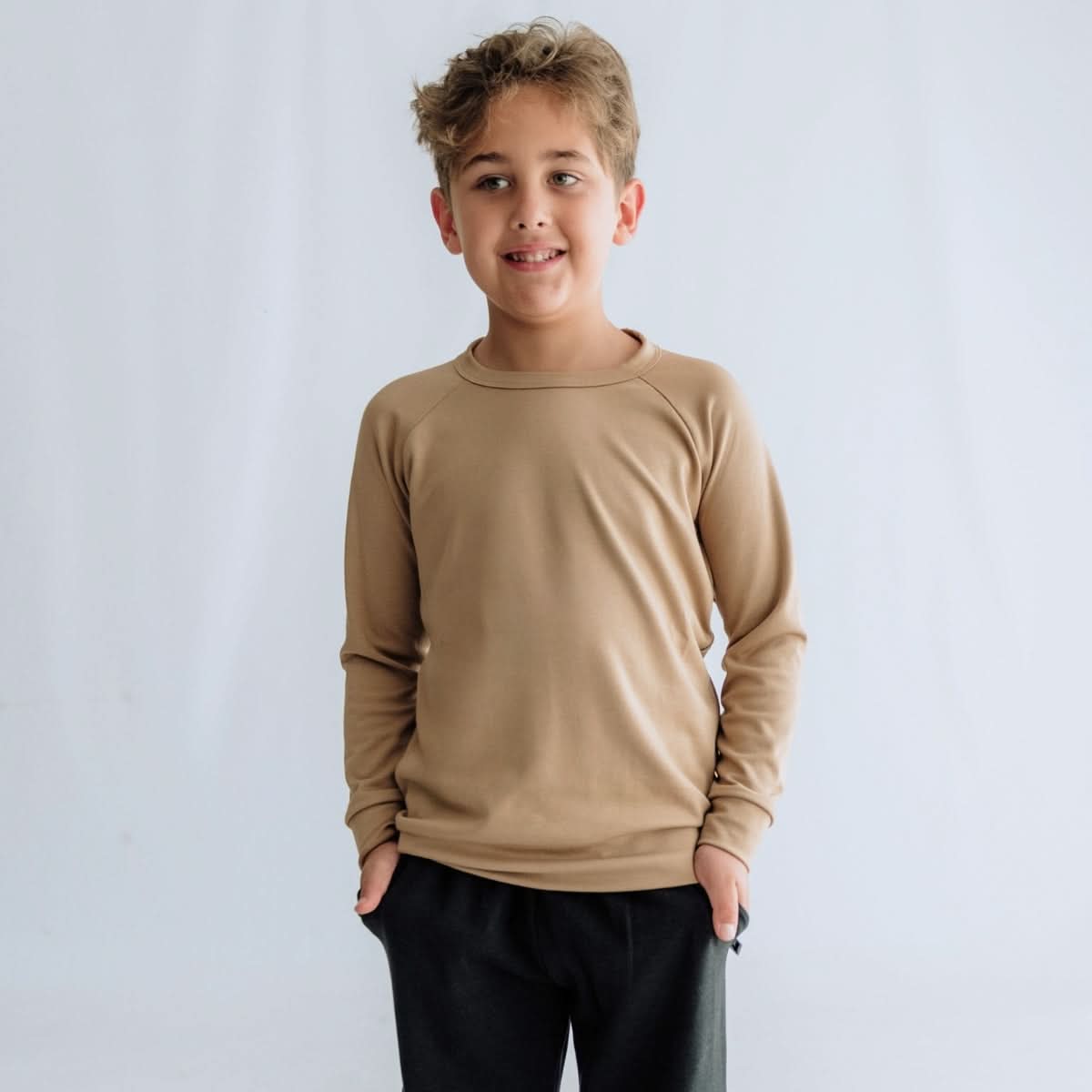 Youth Bamboo Raglan Pullover | Doeskin