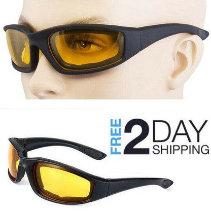 Cycling Sunglasses Chopper Outdoor Sports Glasses For Men Wrap Around UV400 Protection For Fishing Night Driving Glasses Wind Resistant Yellow Lens