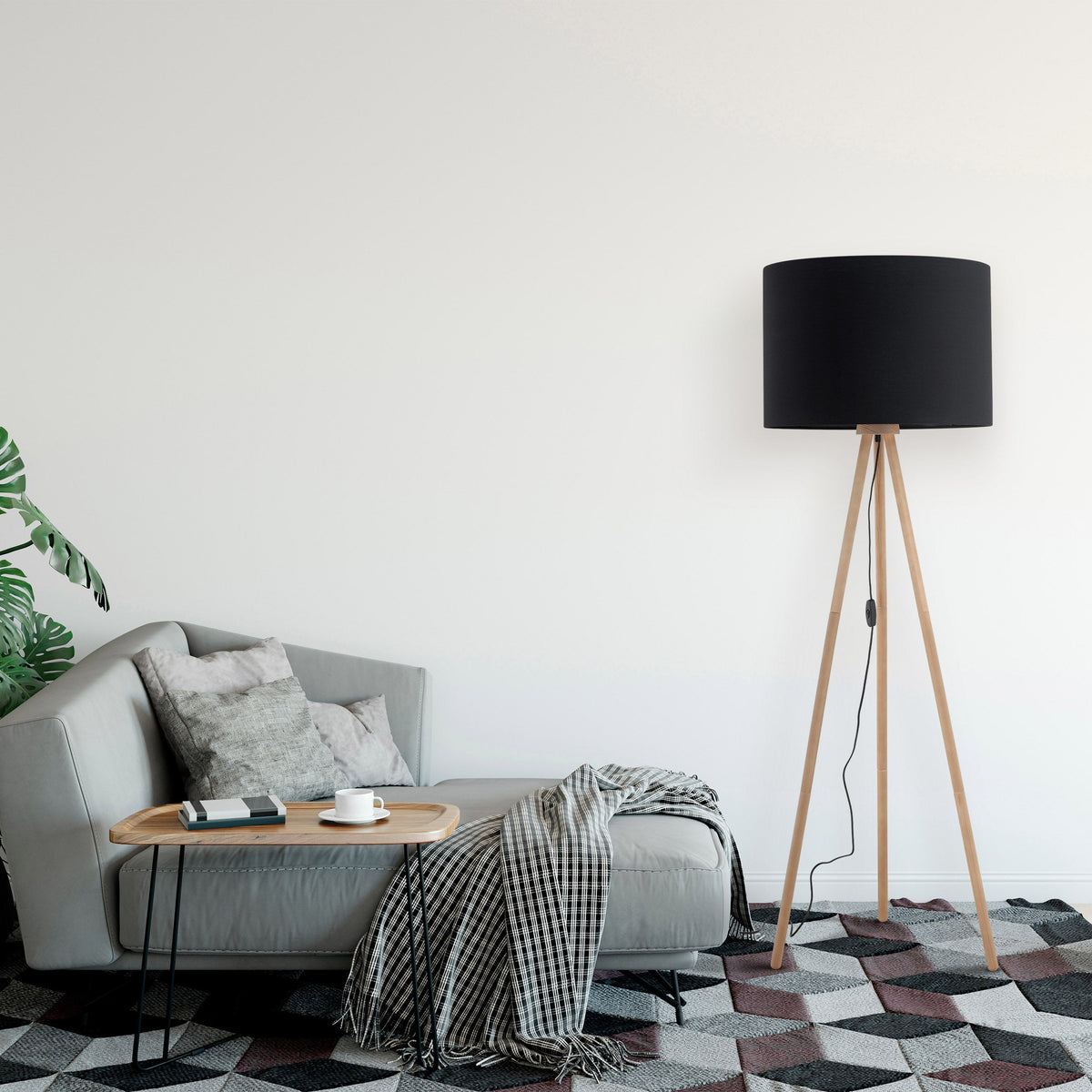 TOKYO Wood & Linen Floor Lamp for Living Room & Bedroom