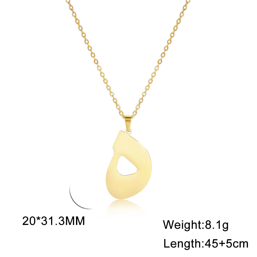 Cut Arabic Letter Pendant Stainless Steel Necklace