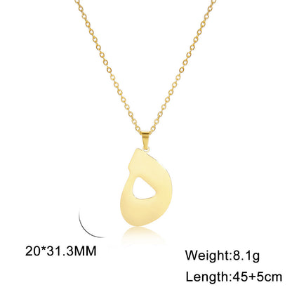 Cut Arabic Letter Pendant Stainless Steel Necklace
