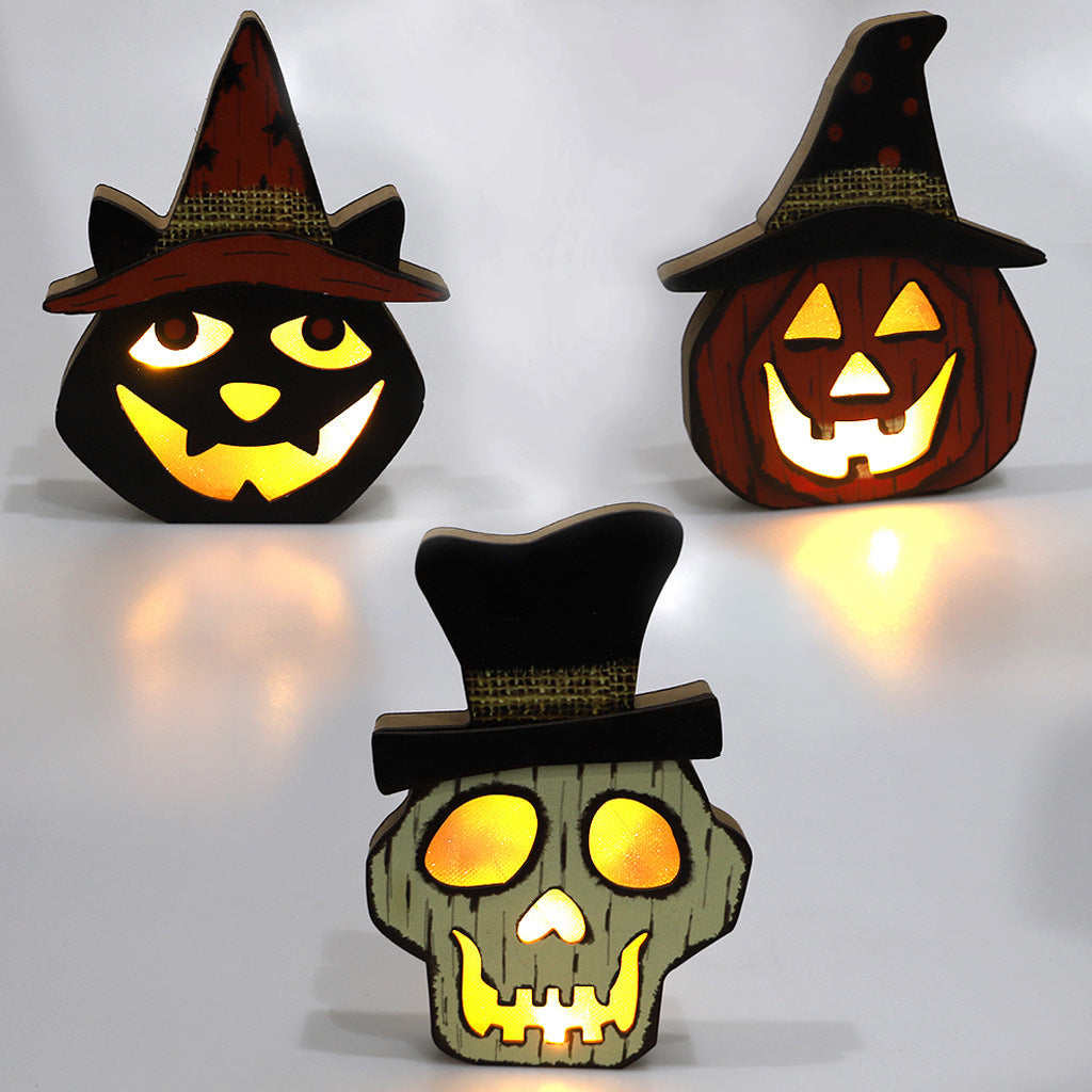 Creative Halloween Wooden Pumpkin Lamp – LED Pumpkin Light Halloween Decoration