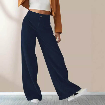 High Waist Drooping Slimming Casual Straight Pants Women's Corduroy Trousers