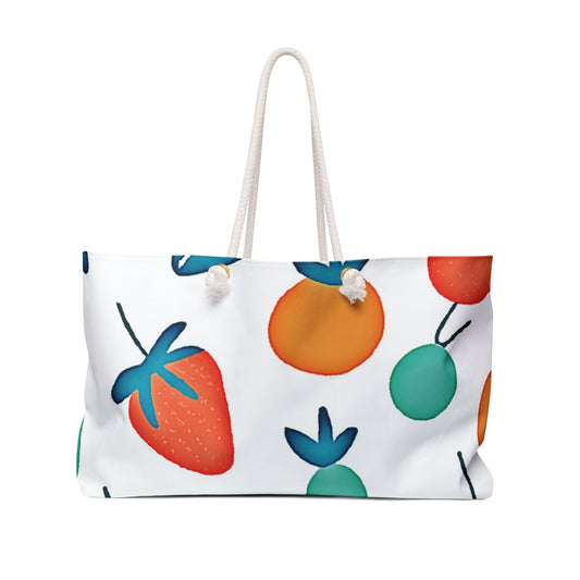 Grand sac de voyage avec motif de fruits lumineux | Fraises Oranges Cerises, Grand sac cabas