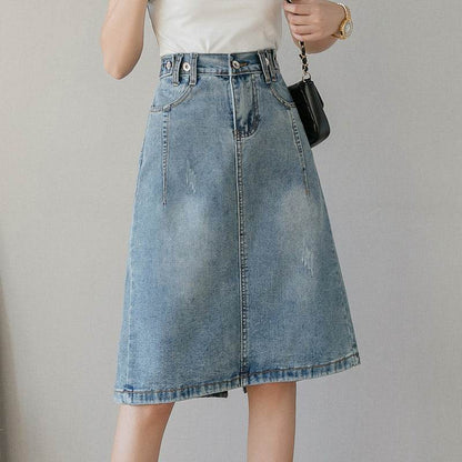 Summer Design Denim Skirt Mid-length Jeans Skirt