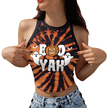 Halloween Printed Skeleton Skull Vest crop Top For Women