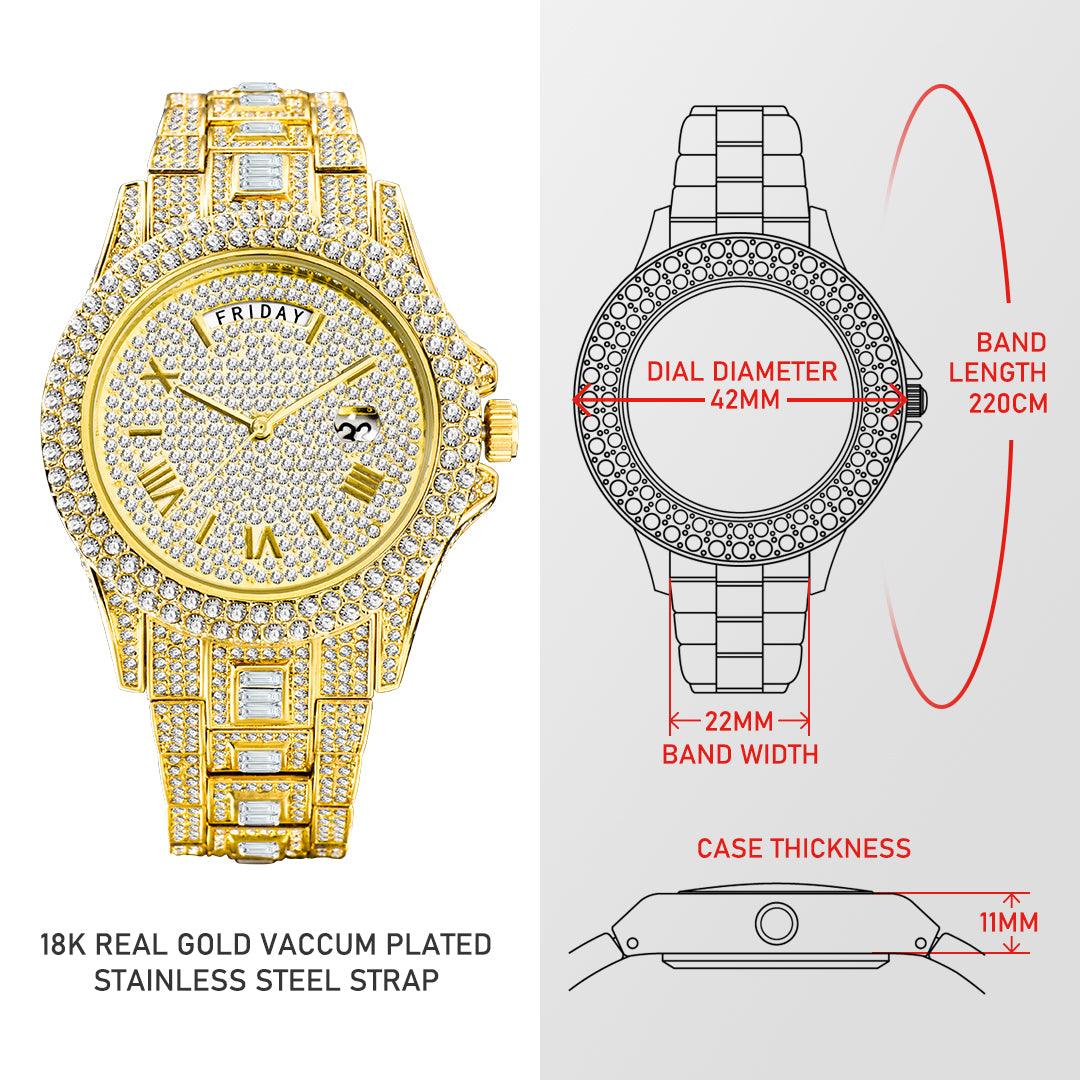 Montre entièrement sertie de cristaux glacés