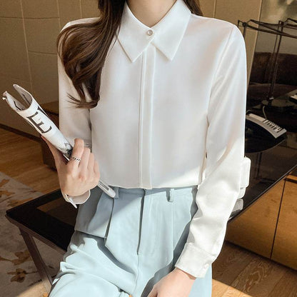 Formal Business Chiffon Blouse Women Long Sleeve White blouse shirt Tops