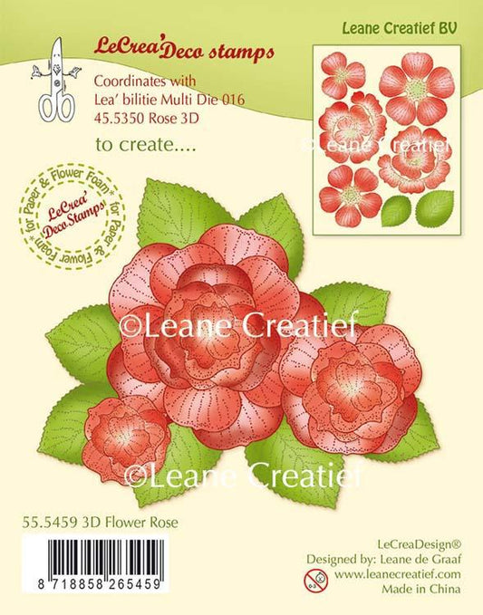 Tampon transparent Lecreadesign Fleur rose 3D
