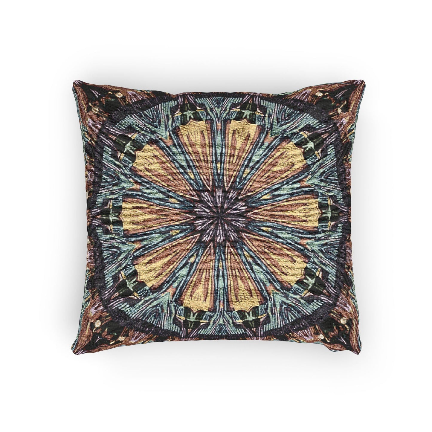 Geometric Mandala Woven Pillow | Boho Tile Decorative Cushion