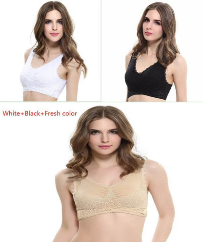 Front Cross Side Buckle Lace Side Non-Wire Sports Fitness Bra women
