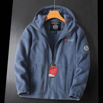 Fleece Hoodie – Warm Zipper Pocket Amekaji Style Hooded Jacket