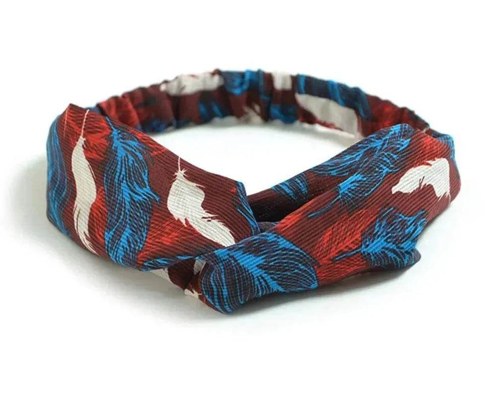 Bandeau croisé à nœud pour femme style rétro, imprimé floral
