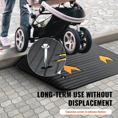 Upgraded Rubber Threshold Ramp, 3.5 Rise Door Ramp With 1 Channel, Natural Rubber Car Ramp With Non-Slip Textured Surface, 33069 Lbs Load Capacity Curb Ramp For Wheelchair And Scooter