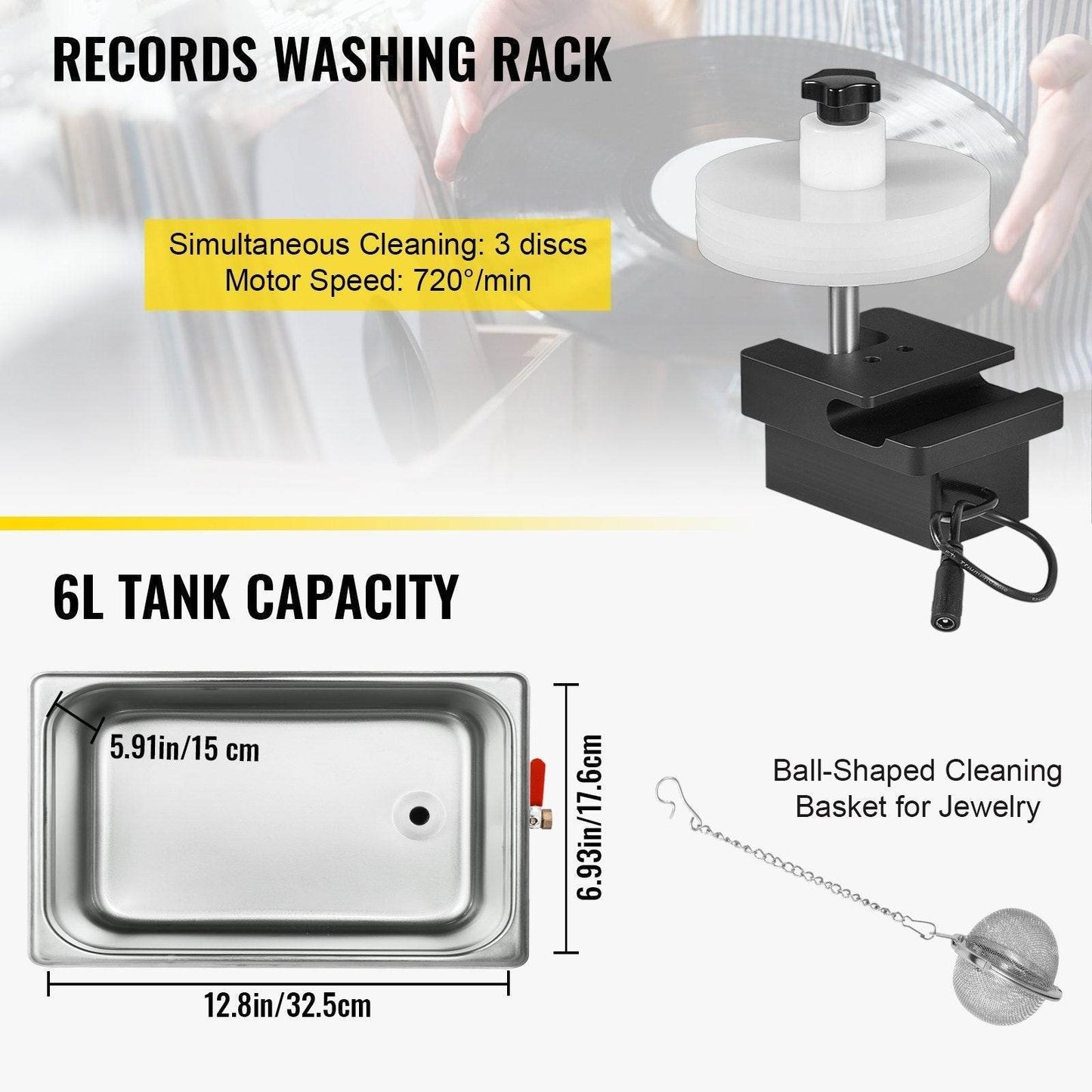 Ultrasonic Vinyl Record Cleaner for Home and Professional Use