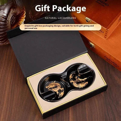 Portable 8-shaped Double Smoke Groove Ceramic retro Cigar Ashtray