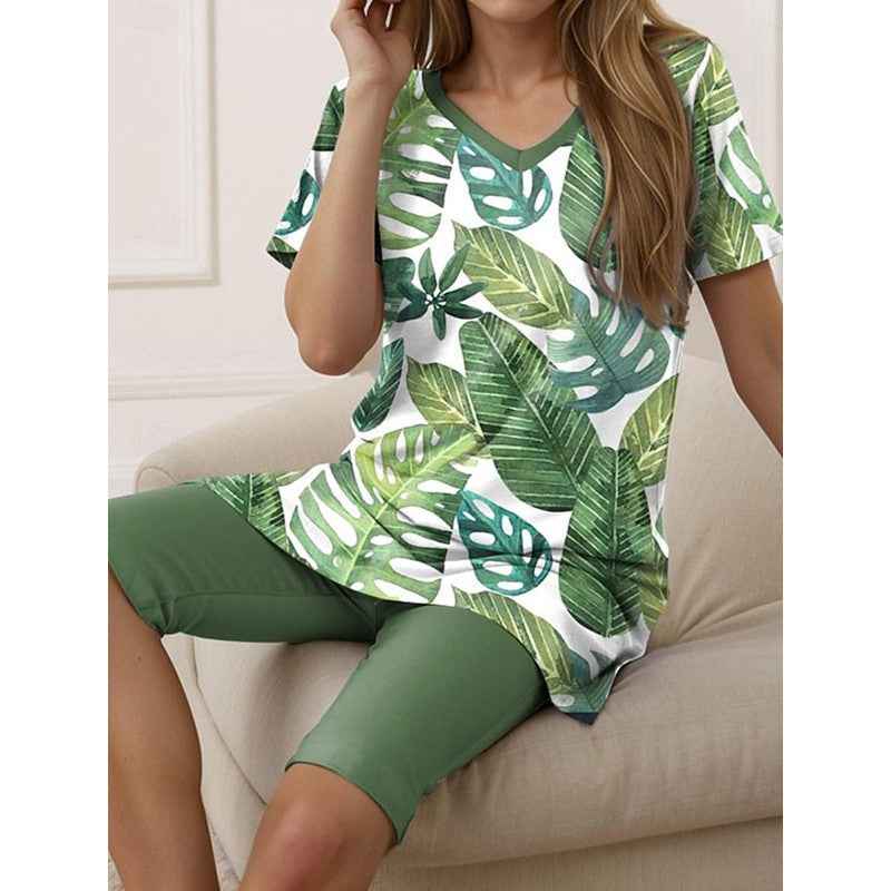 Women's Floral Print Two Piece Set – 3D Printed T-Shirt and Shorts Outfit