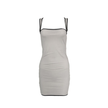 Women’s Elegant Square-Neck Color-Block Slip Dress – Sleeveless Casual Summer Midi Dress